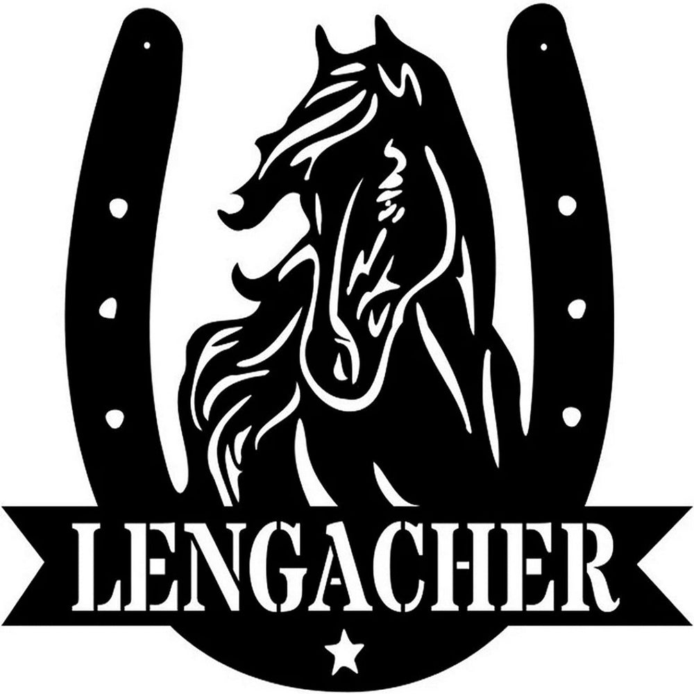 Farm Metal Sign, Personalized Horse Ranch Metal Sign Horse Head Horseshoe Art Custom Name Metal Signs