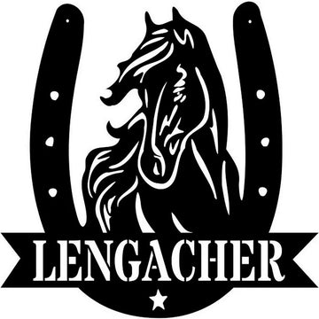 Farm Metal Sign, Personalized Horse Ranch Metal Sign Horse Head Horseshoe Art Custom Name Metal Signs