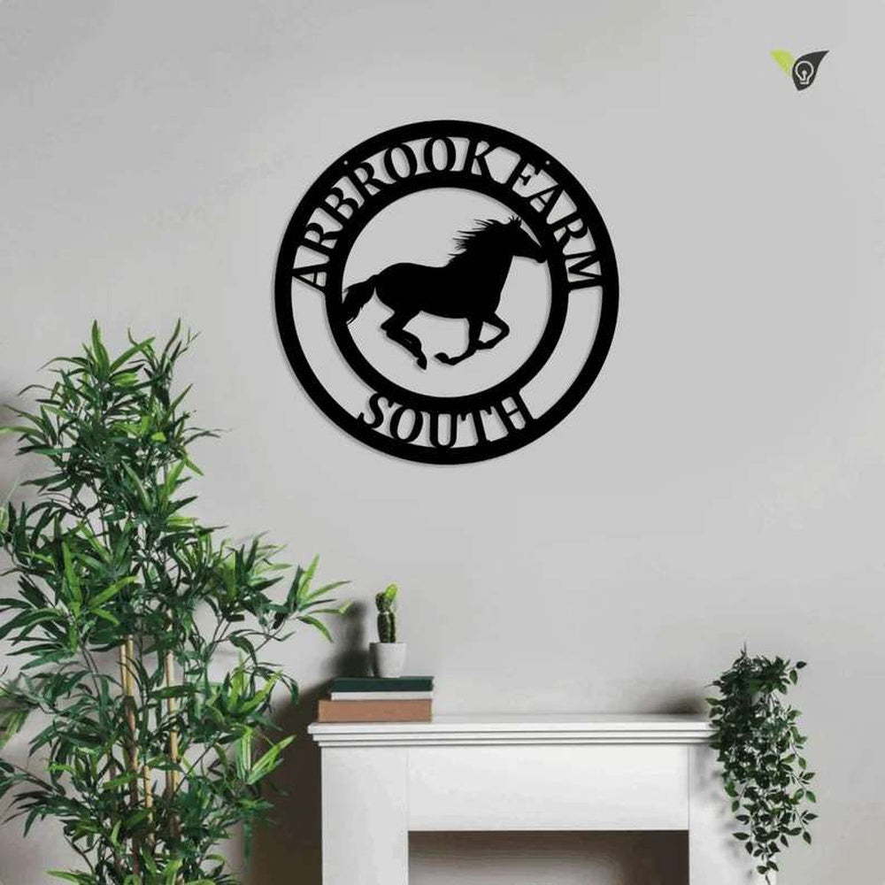 Farm Metal Sign, Personalized Horse Ranch Metal Sign Monogram Horse Wall Art Hanging Sign