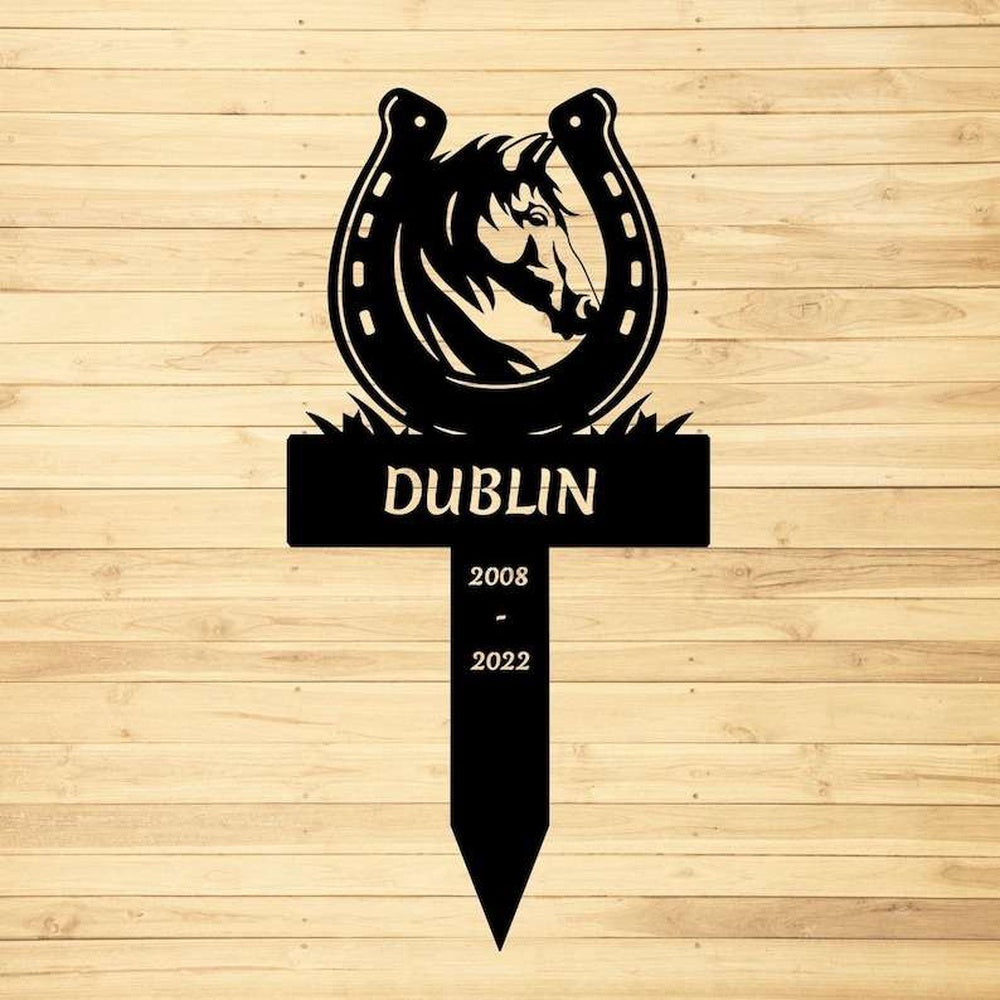Farm Metal Sign, Personalized Horseshoes Horse Memorial Sign Yard Stakes Grave Marker Cemetery Decor Custom Metal Sign