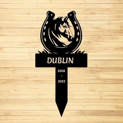 Farm Metal Sign, Personalized Horseshoes Horse Memorial Sign Yard Stakes Grave Marker Cemetery Decor Custom Metal Sign