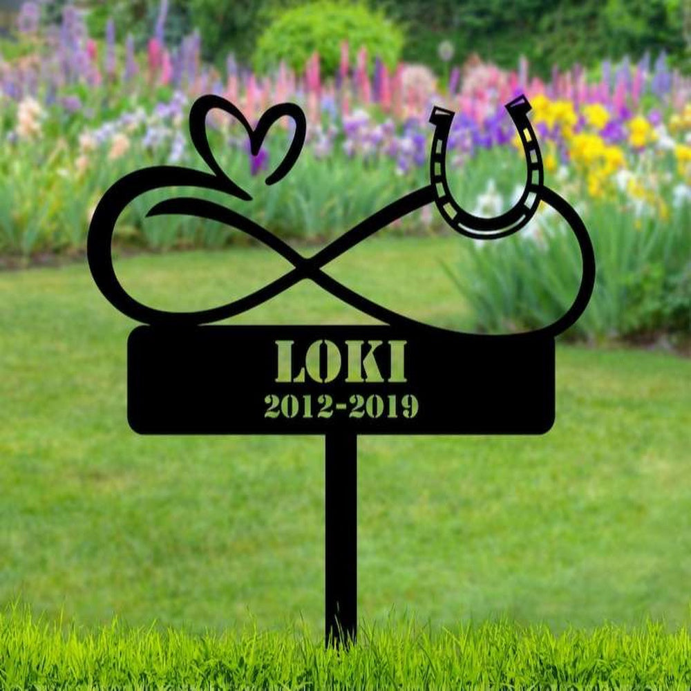 Farm Metal Sign, Personalized Infinity Horse Memorial Sign Yard Stakes Horseshoes Grave Marker Cemetery Decor Custom Metal Sign