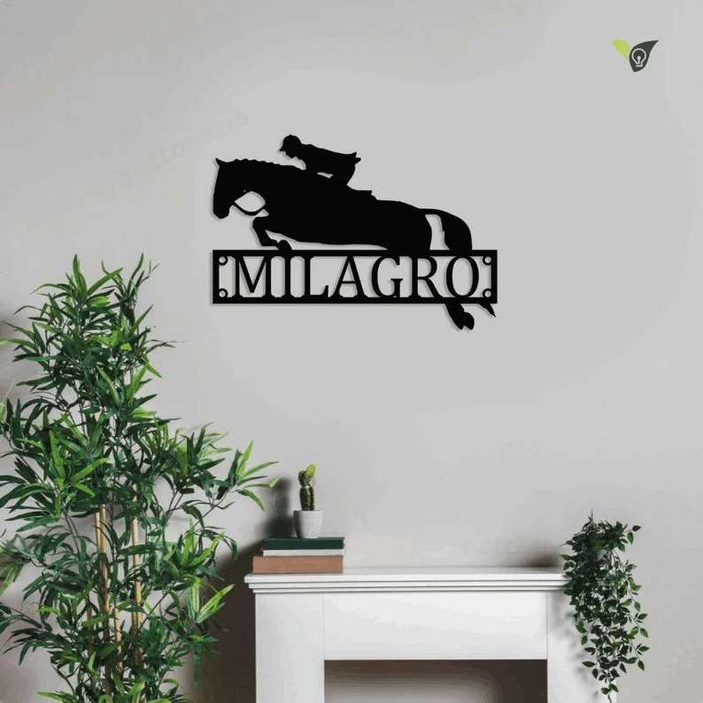 Farm Metal Sign, Personalized Jumping Horse Custom Stall Metal Sign - Monogram Wall Art Decors