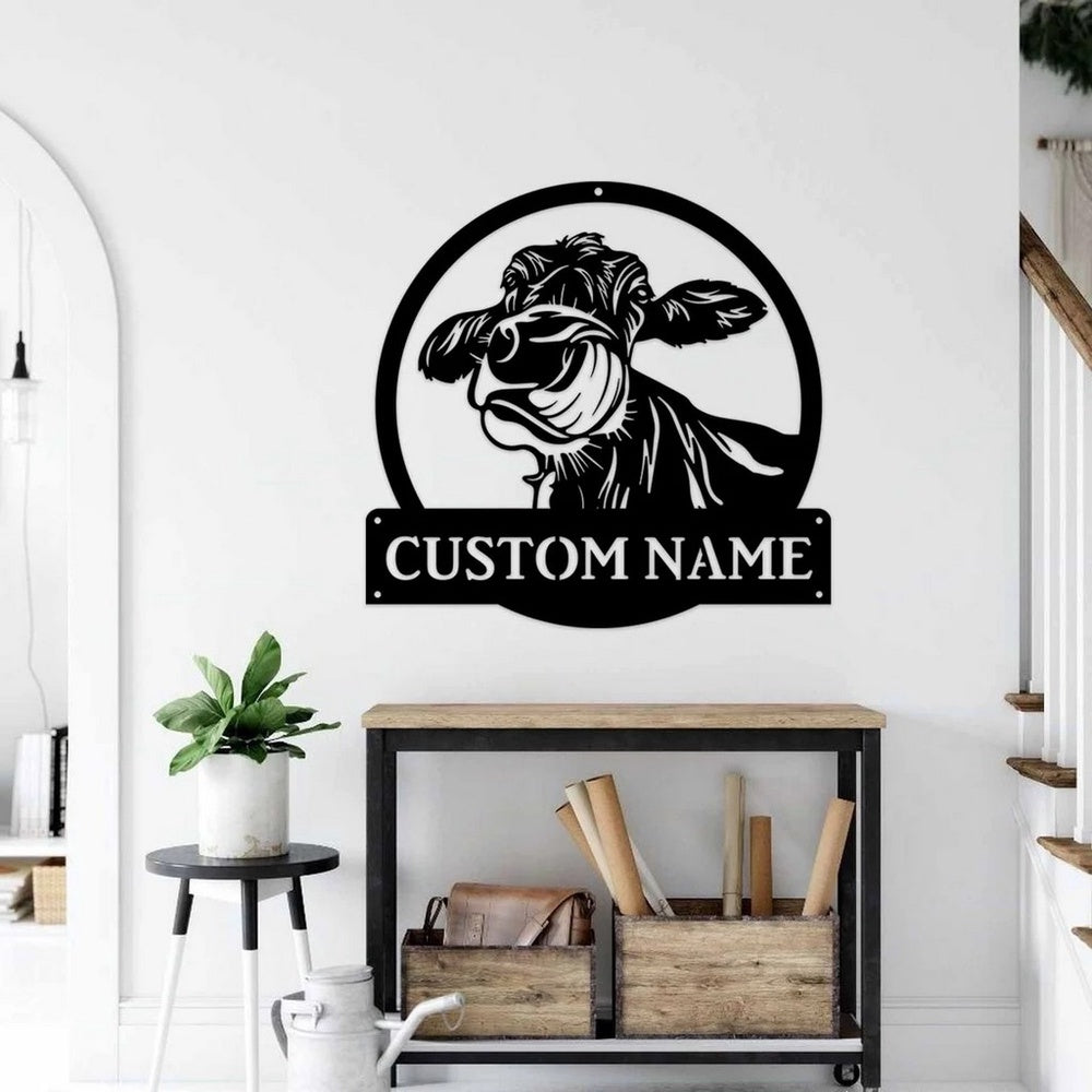 Farm Metal Sign, Personalized Metal Cow Farm Sign Farmhouse Wall Decor
