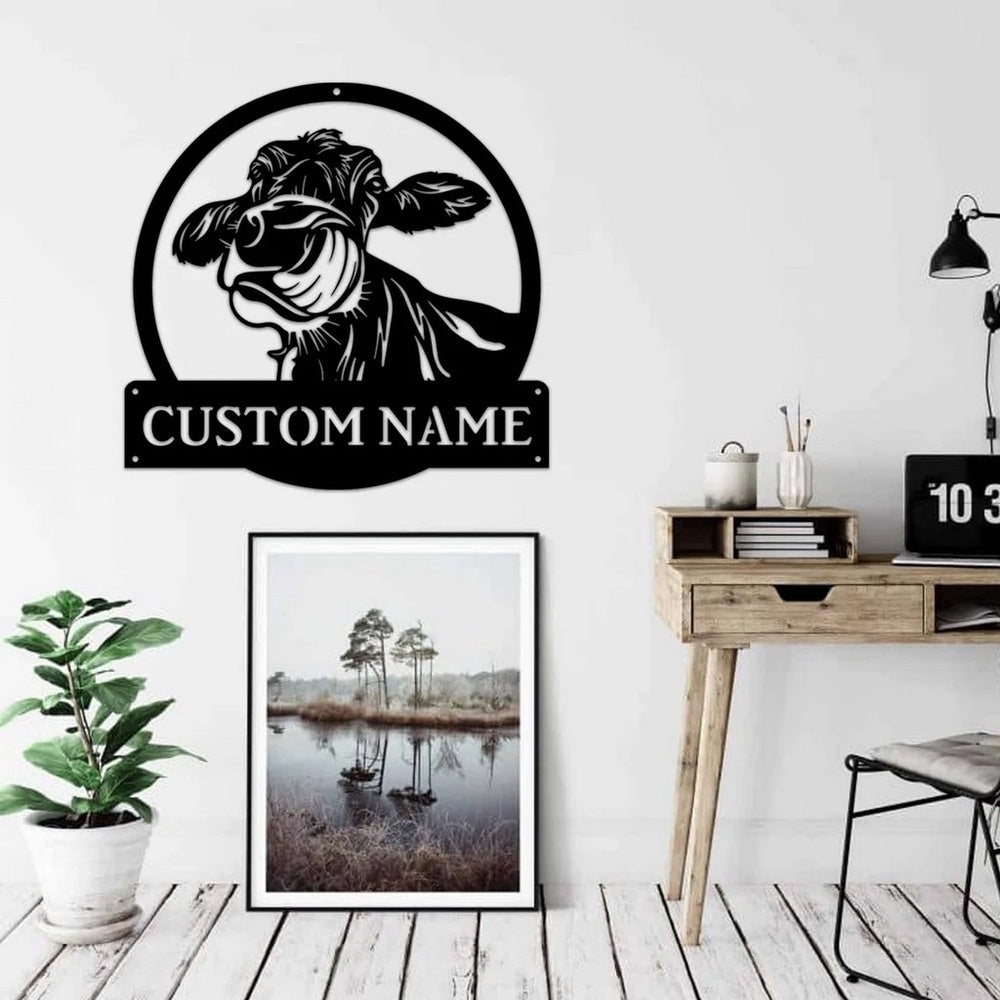 Farm Metal Sign, Personalized Metal Cow Farm Sign Farmhouse Wall Decor