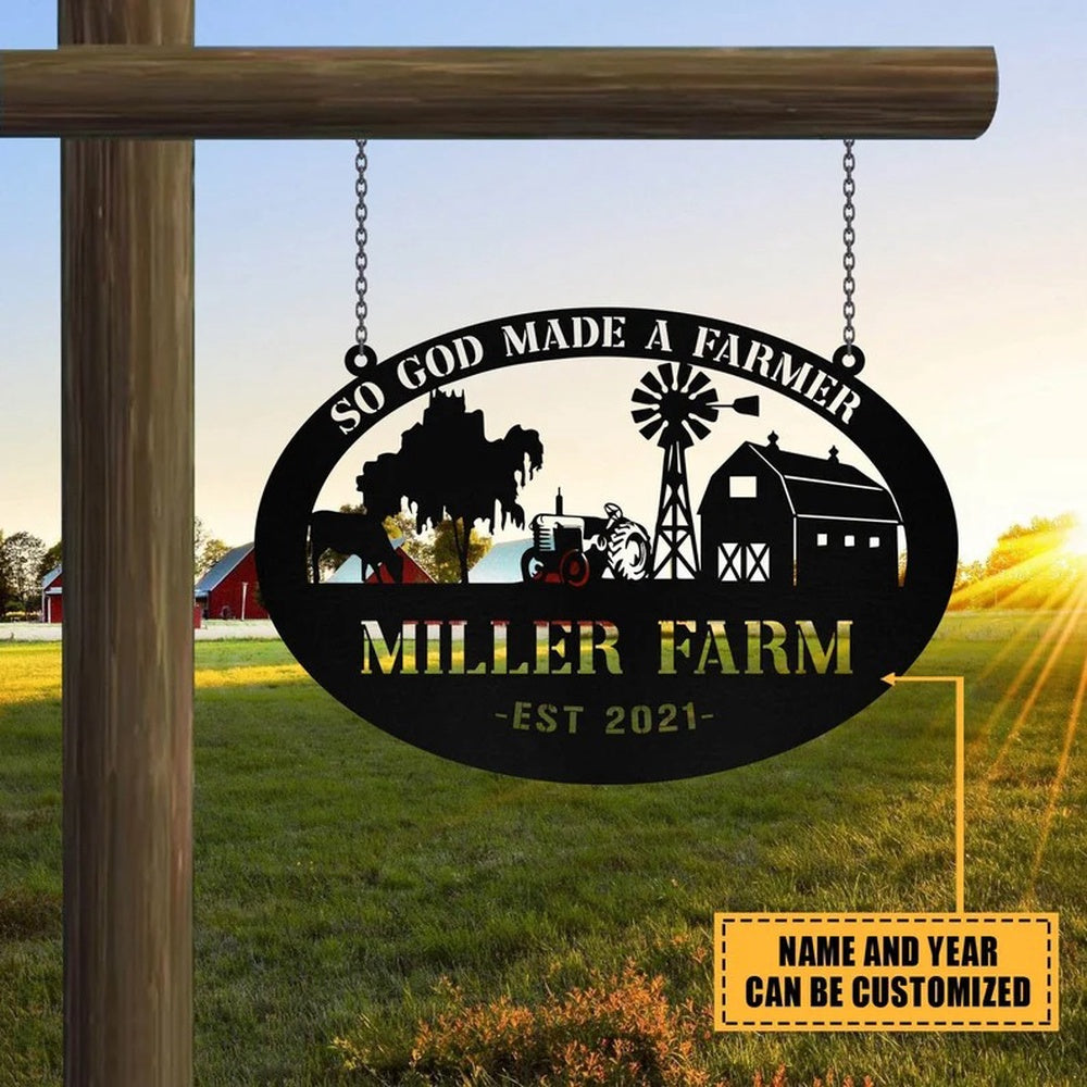 Farm Metal Sign, Personalized Metal Farm Sign Barn Tractor Monogram Farmhouse Outdoor