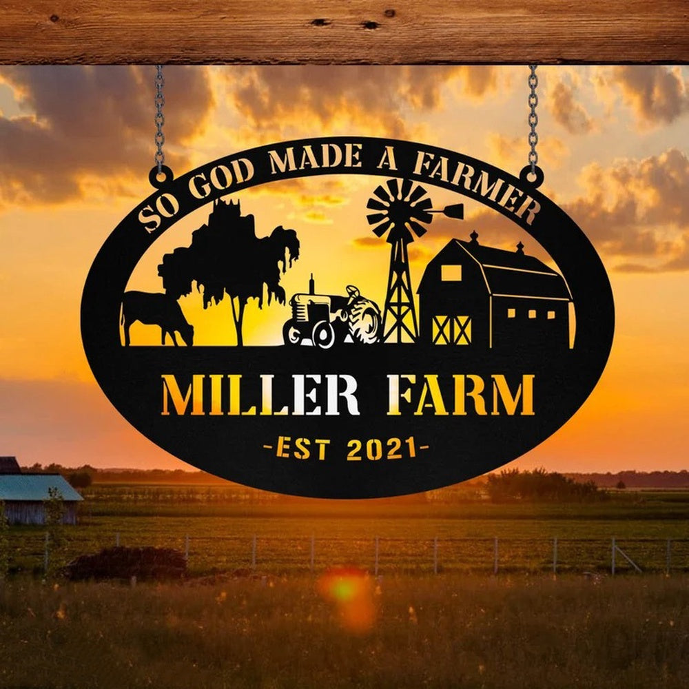 Farm Metal Sign, Personalized Metal Farm Sign Barn Tractor Monogram Farmhouse Outdoor