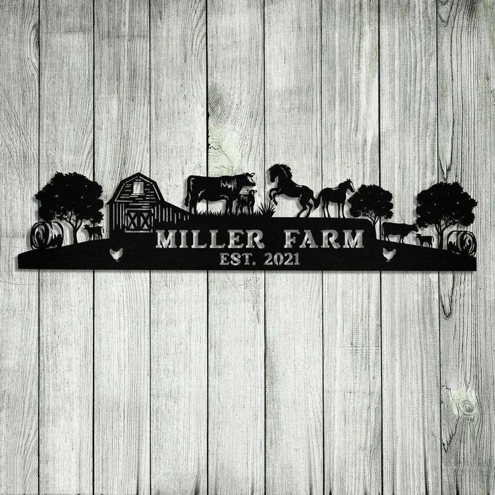 Farm Metal Sign, Personalized Metal Farm Sign Farmhouse Decor Cow Horse Chicken Barn Tractor Farmer Gift
