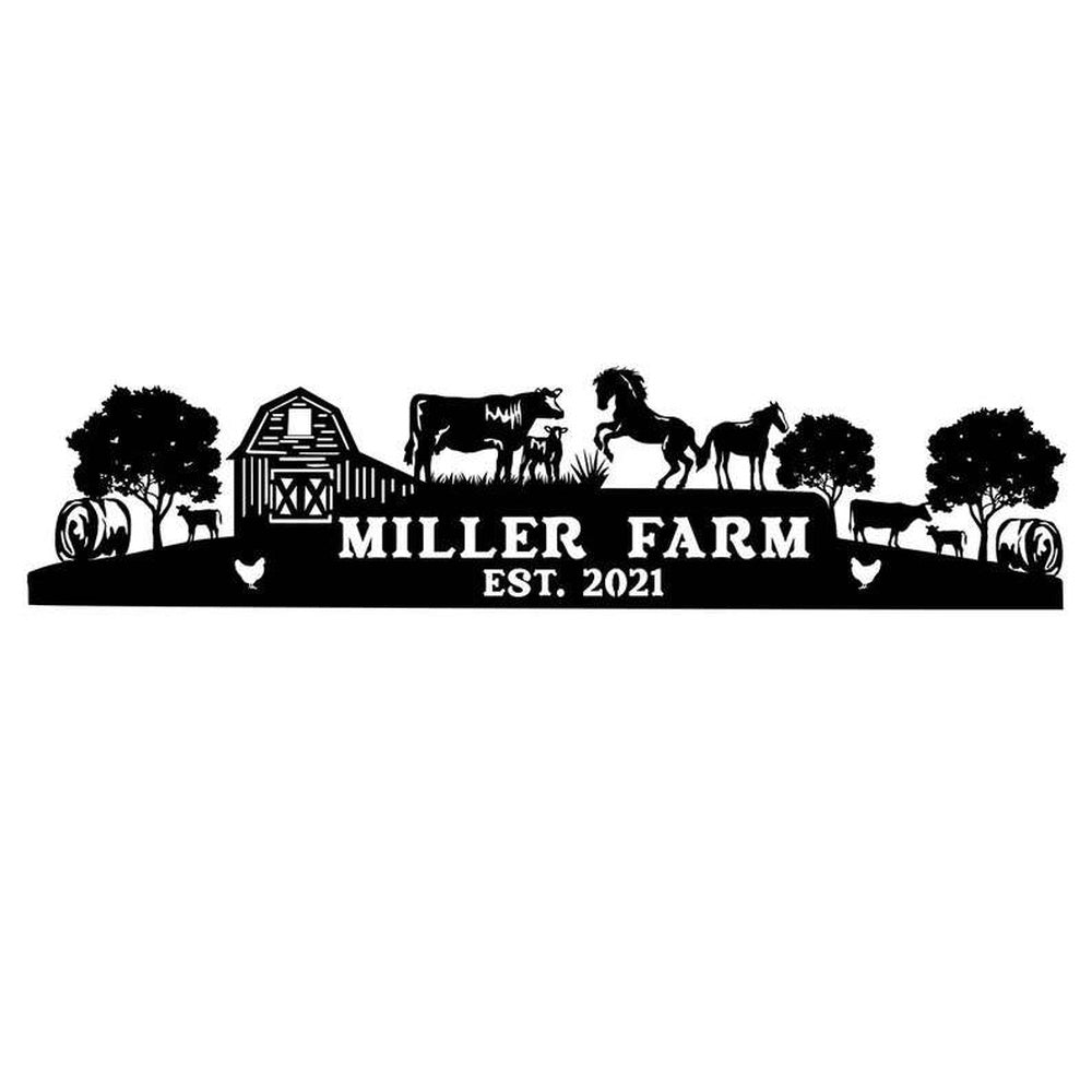 Farm Metal Sign, Personalized Metal Farm Sign Farmhouse Decor Cow Horse Chicken Barn Tractor Farmer Gift
