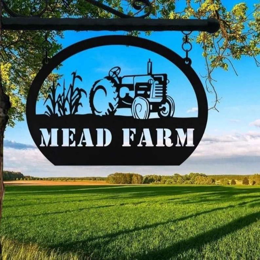Farm Metal Sign, Personalized Metal Farm Sign Farmhouse Decor Tractor Ranch Sign Farmer Outdoor