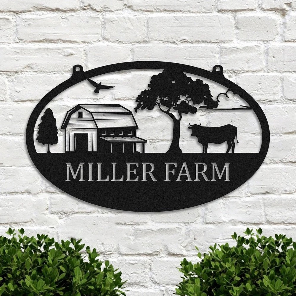 Farm Metal Sign, Personalized Metal Farmhouse Name Sign Farm Outdoor Decor Home