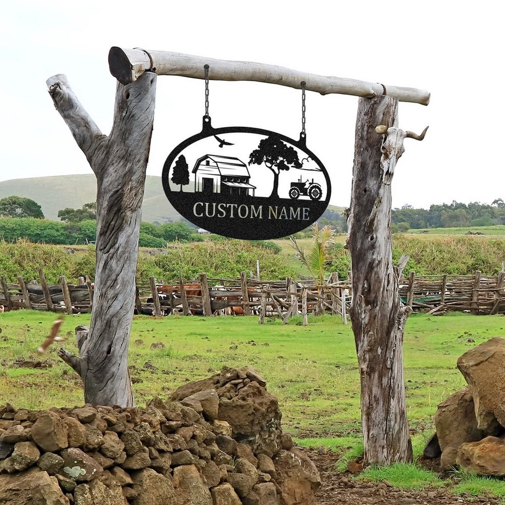 Farm Metal Sign, Personalized Metal Farmhouse Sign Home Decor Outdoor Rustic Farm Decor
