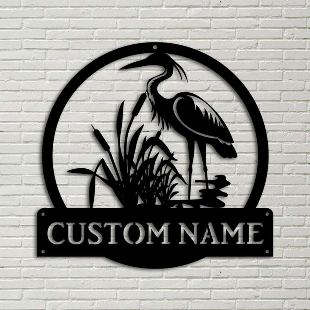 Farm Metal Sign, Personalized Metal Herons Bird Sign Housefarm Decor Outdoor