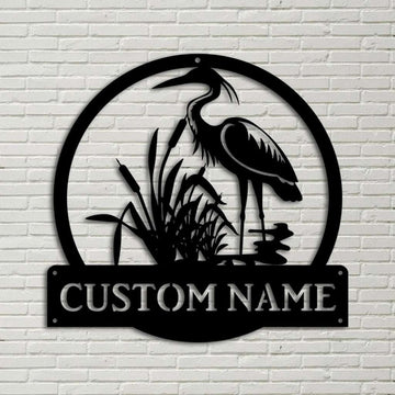 Farm Metal Sign, Personalized Metal Herons Bird Sign Housefarm Decor Outdoor