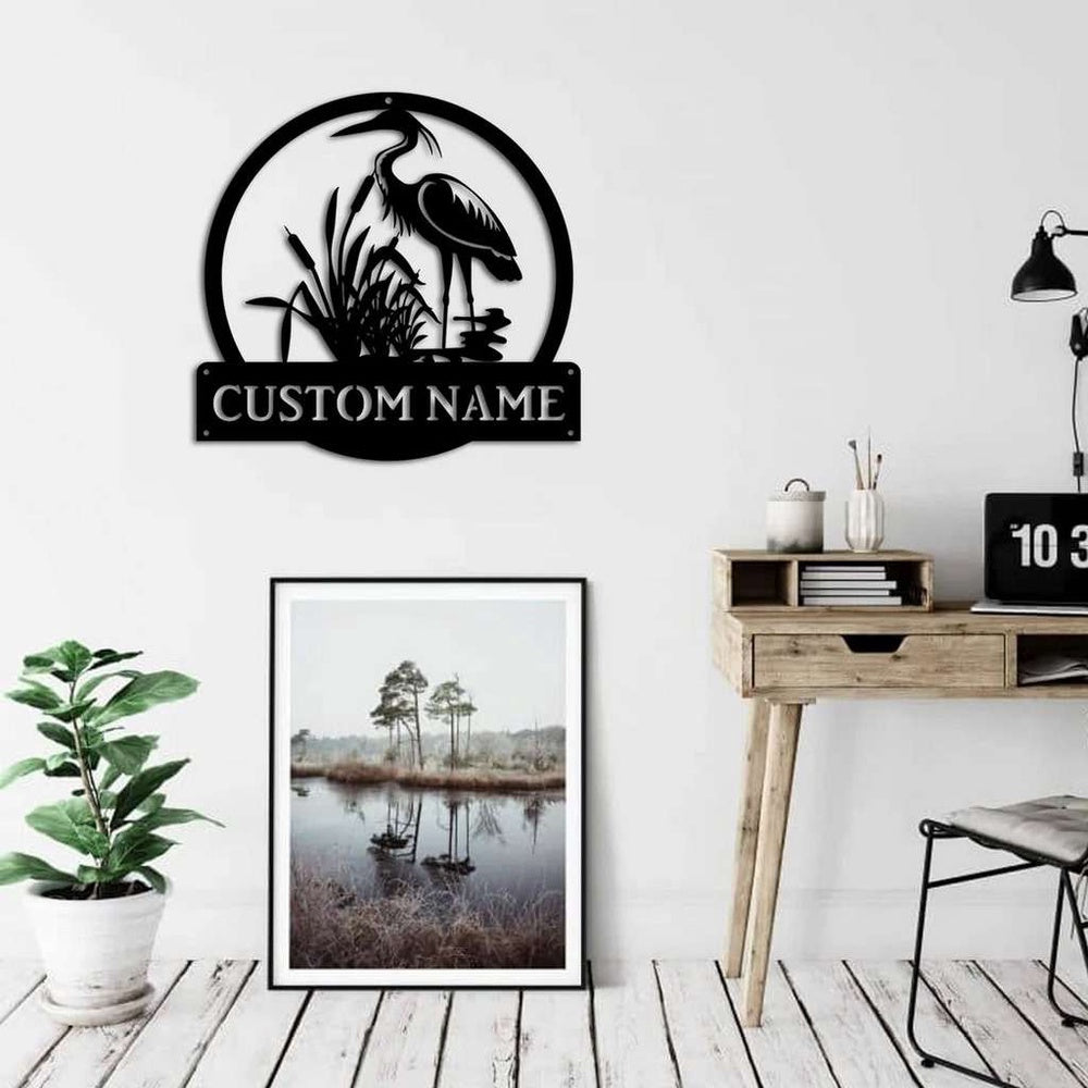 Farm Metal Sign, Personalized Metal Herons Bird Sign Housefarm Decor Outdoor