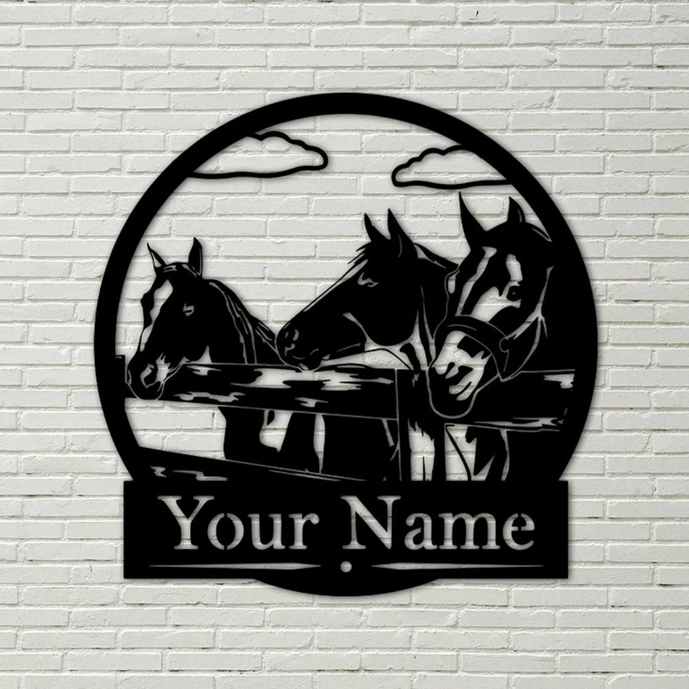 Farm Metal Sign, Personalized Metal Horses Ranch Signs House Warming Rustic Farm Decor