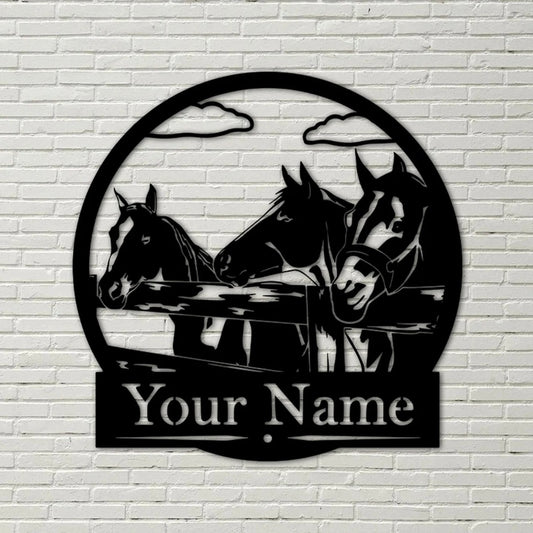 Farm Metal Sign, Personalized Metal Horses Ranch Signs House Warming Rustic Farm Decor