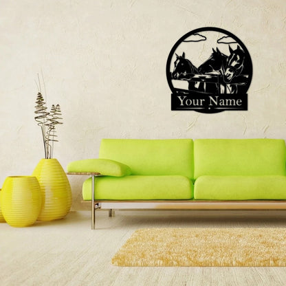 Farm Metal Sign, Personalized Metal Horses Ranch Signs House Warming Rustic Farm Decor