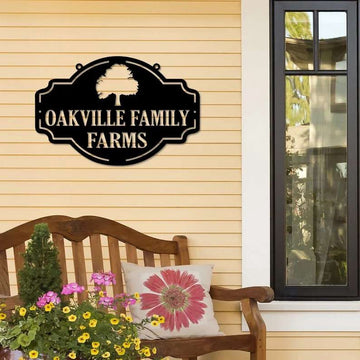 Farm Metal Sign, Personalized Oak Farm Plant Decor Farming Sign Contryside Cut Metal Sign