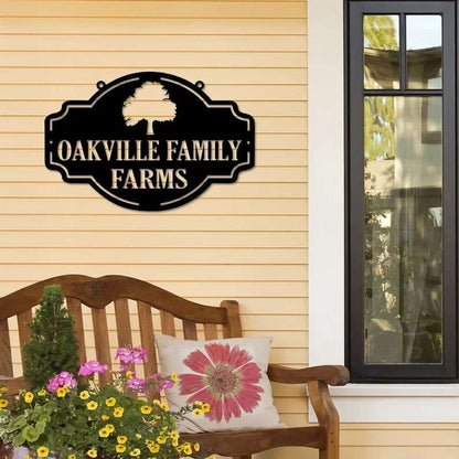 Farm Metal Sign, Personalized Oak Farm Plant Decor Farming Sign Contryside Cut Metal Sign