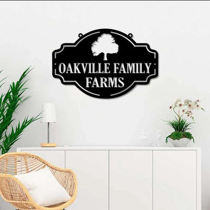 Farm Metal Sign, Personalized Oak Farm Plant Decor Farming Sign Contryside Cut Metal Sign