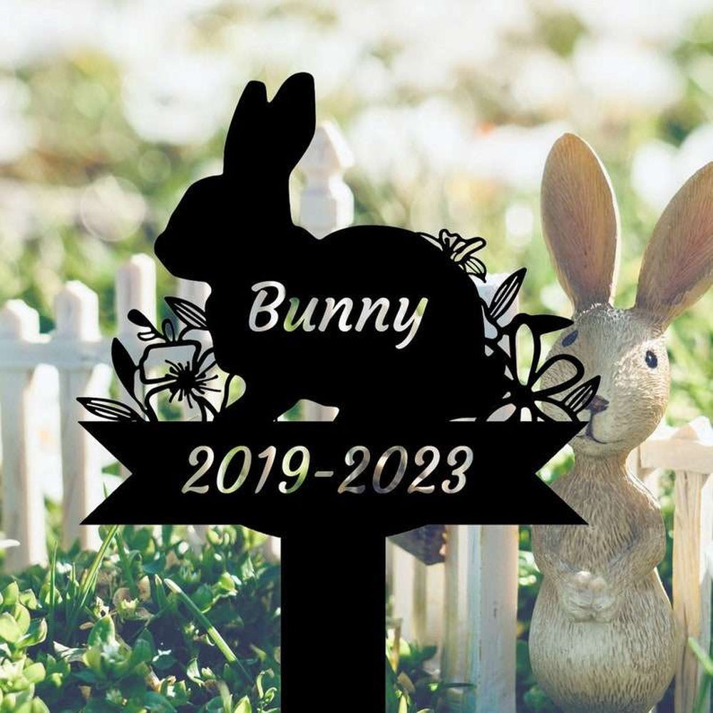 Farm Metal Sign, Personalized Rabbit Bunny Memorial Sign Yard Stakes Grave Marker Cemetery Decor Custom Metal Sign