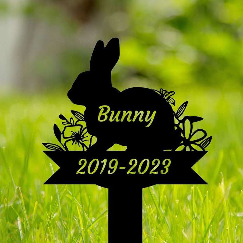 Farm Metal Sign, Personalized Rabbit Bunny Memorial Sign Yard Stakes Grave Marker Cemetery Decor Custom Metal Sign