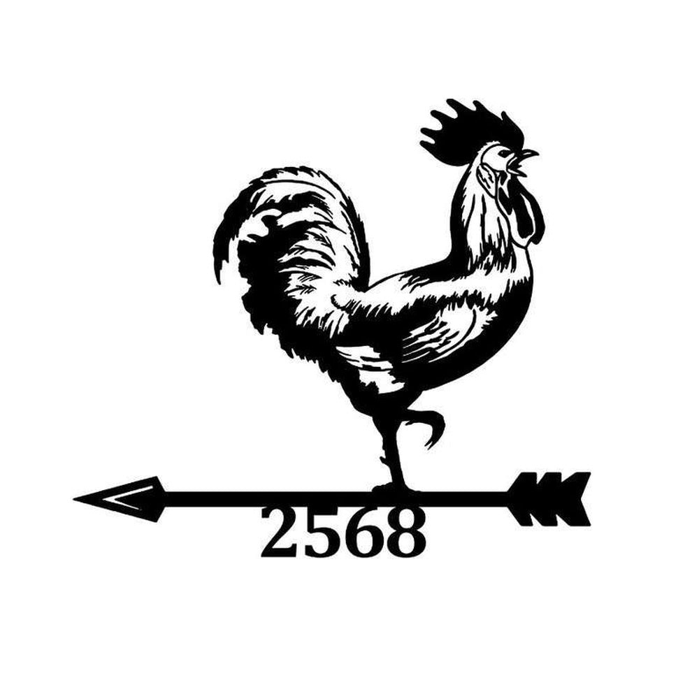 Farm Metal Sign, Personalized Rooster Chicken Address Sign House Number Plaque Custom Metal Sign