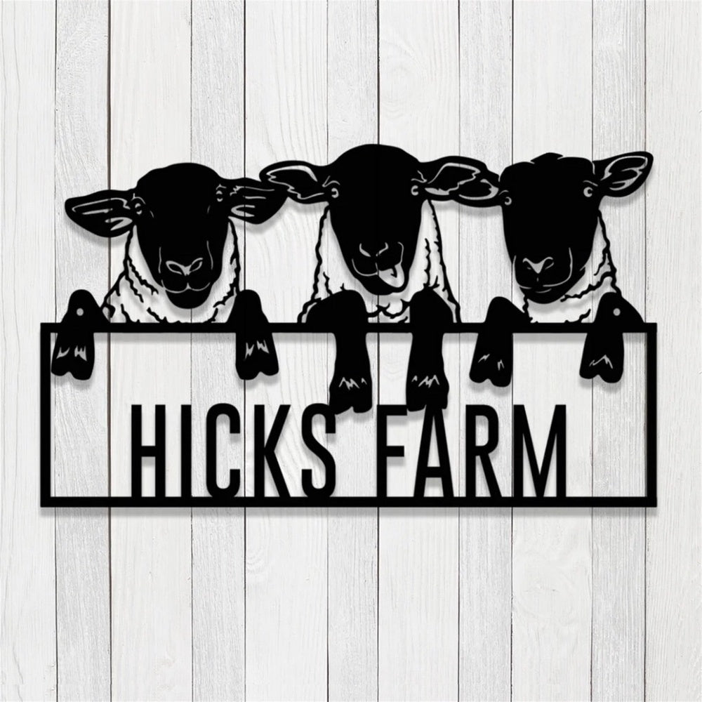 Farm Metal Sign, Personalized Sheep Metal Signs Housewarming Rustic Farm Decor
