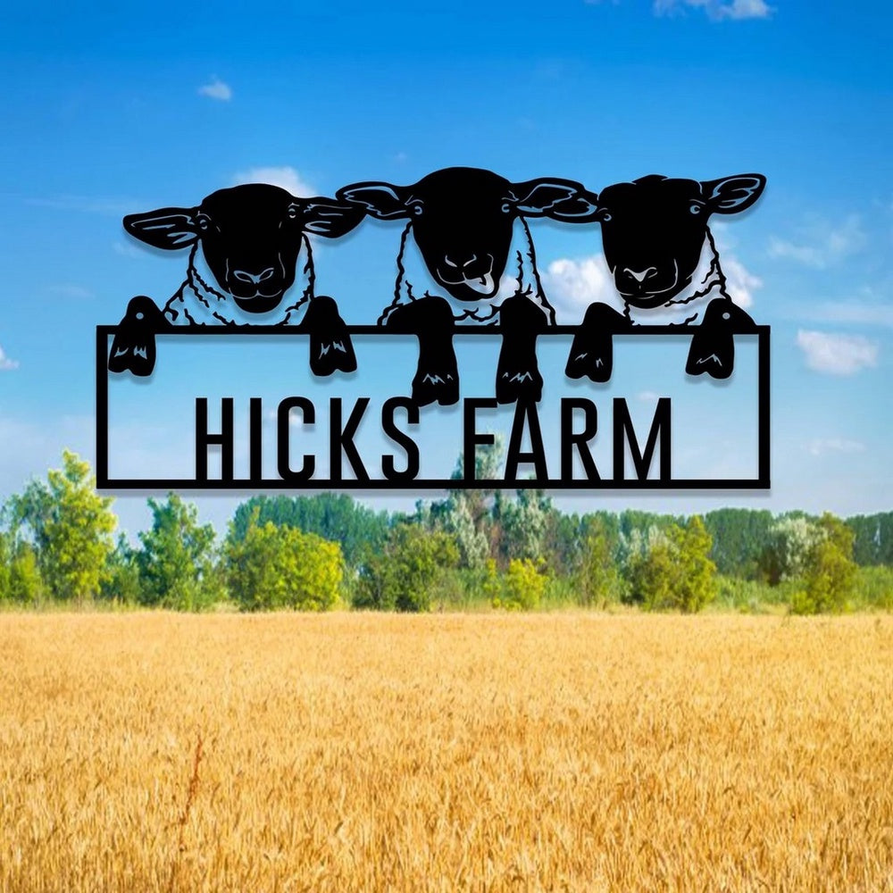 Farm Metal Sign, Personalized Sheep Metal Signs Housewarming Rustic Farm Decor