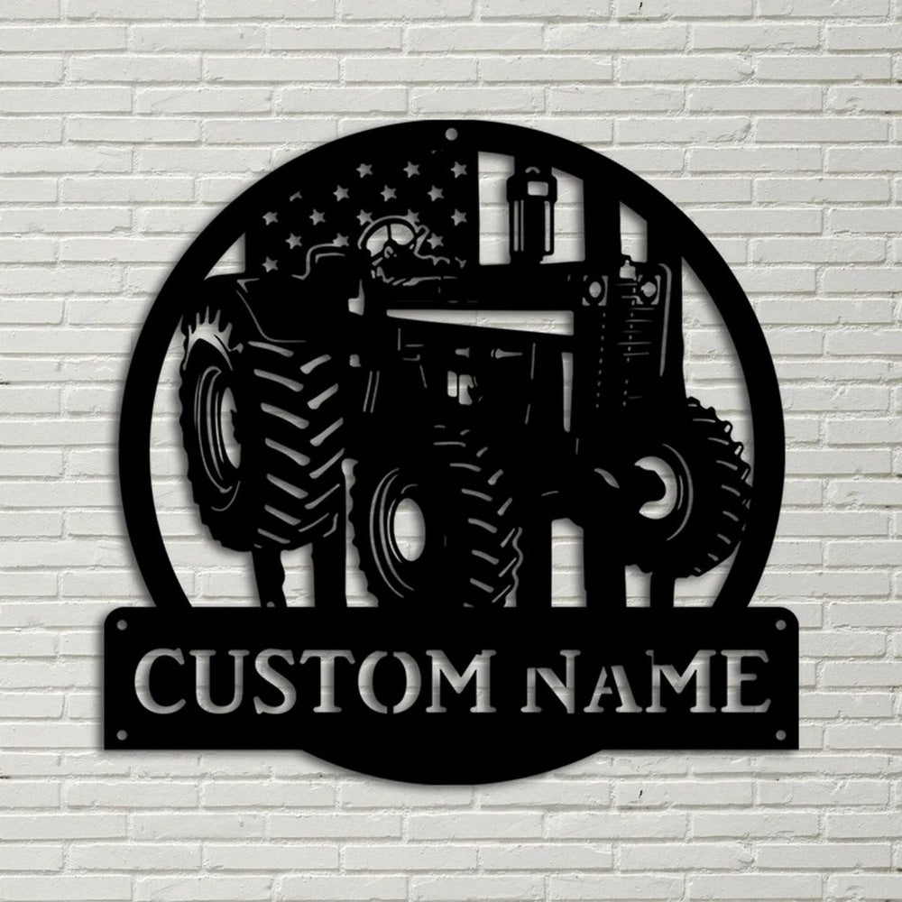 Farm Metal Sign, Personalized USA Farm Tractor Metal Name Sign Housefarm Decor Home