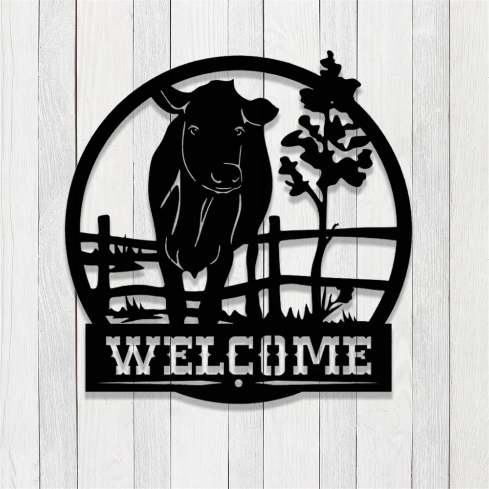 Farm Metal Sign, Personalized Welcome Cow Farm Metal Signs Farmhouse Wall Art Decor