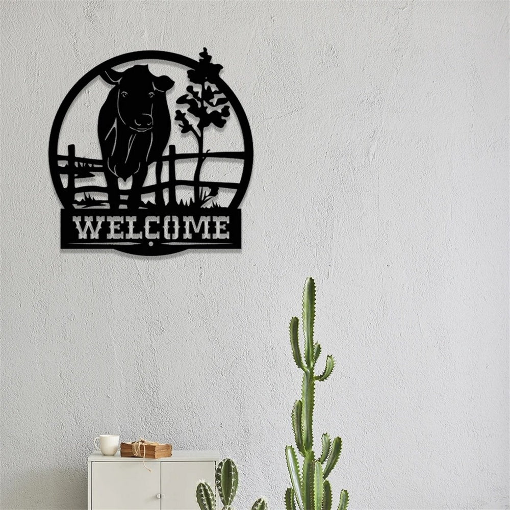 Farm Metal Sign, Personalized Welcome Cow Farm Metal Signs Farmhouse Wall Art Decor