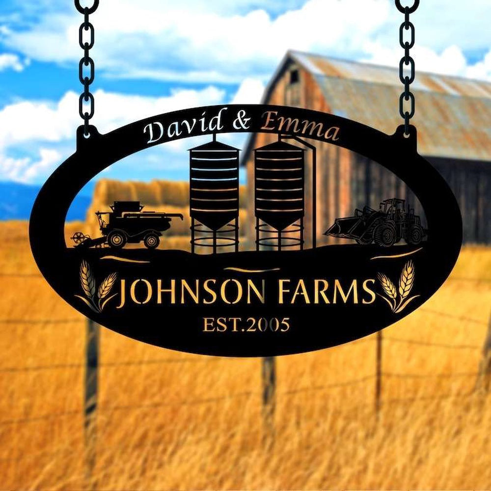 Farm Metal Sign, Personalized Wheat Farm Outside Decor Farmer Gift Farm Metal Sign Grain Bin Wheat