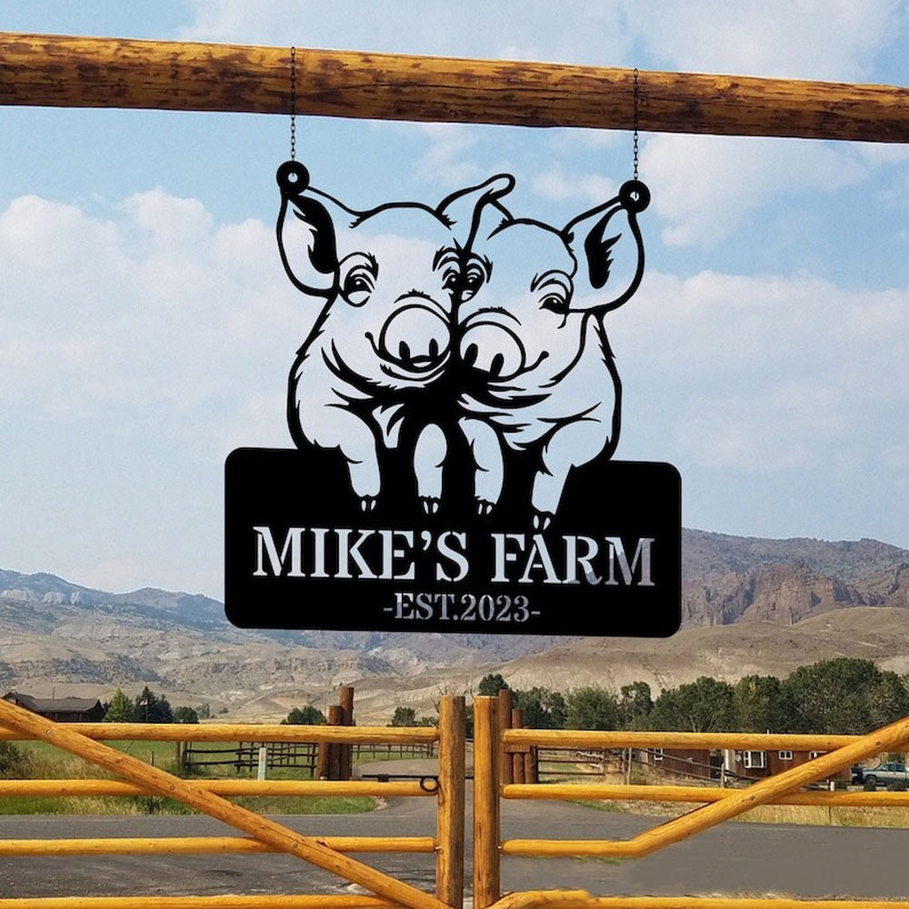 Farm Metal Sign, Pig Farm Welcome Farm Animals Custom Metal Signs
