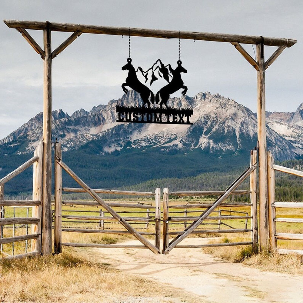 Farm Metal Sign, Roaring Horse Mountain Horse Ranch Farm Welcome Farm Animals Custom Metal Signs