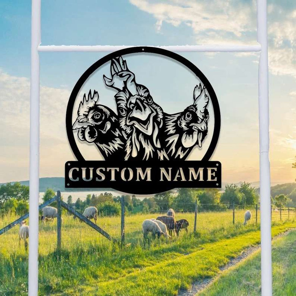 Farm Metal Sign, Roosters Sign Chicken Farm Chicken Coop Farmhouse Personalized Metal Sign