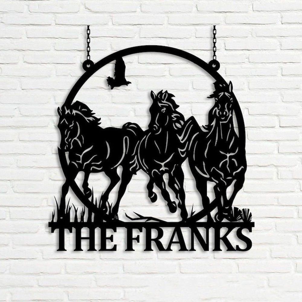 Farm Metal Sign, Running Horse Wild Life Famhouse Farm Custom Metal Signs