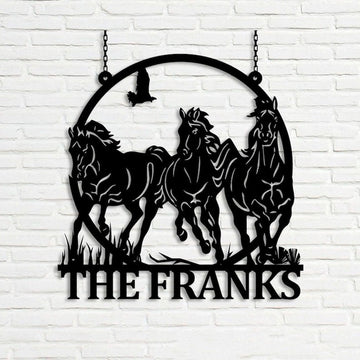 Farm Metal Sign, Running Horse Wild Life Famhouse Farm Custom Metal Signs