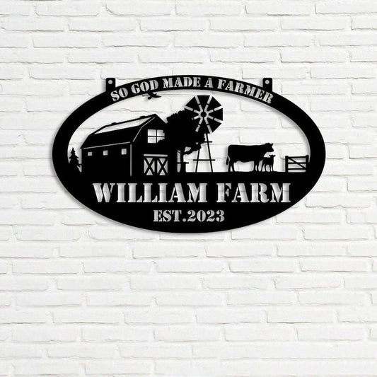 Farm Metal Sign, So God Made a Farmer Barn Windmill Cow Custom Metal Signs