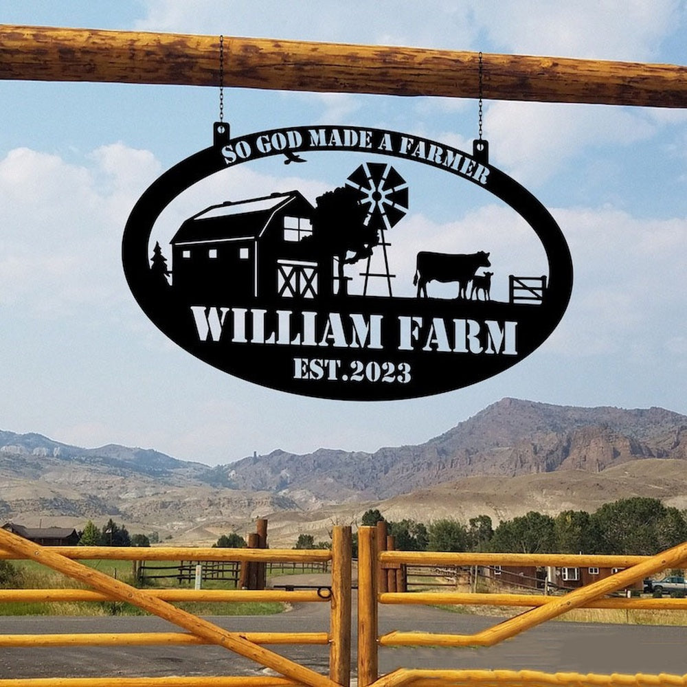 Farm Metal Sign, So God Made a Farmer Barn Windmill Cow Custom Metal Signs