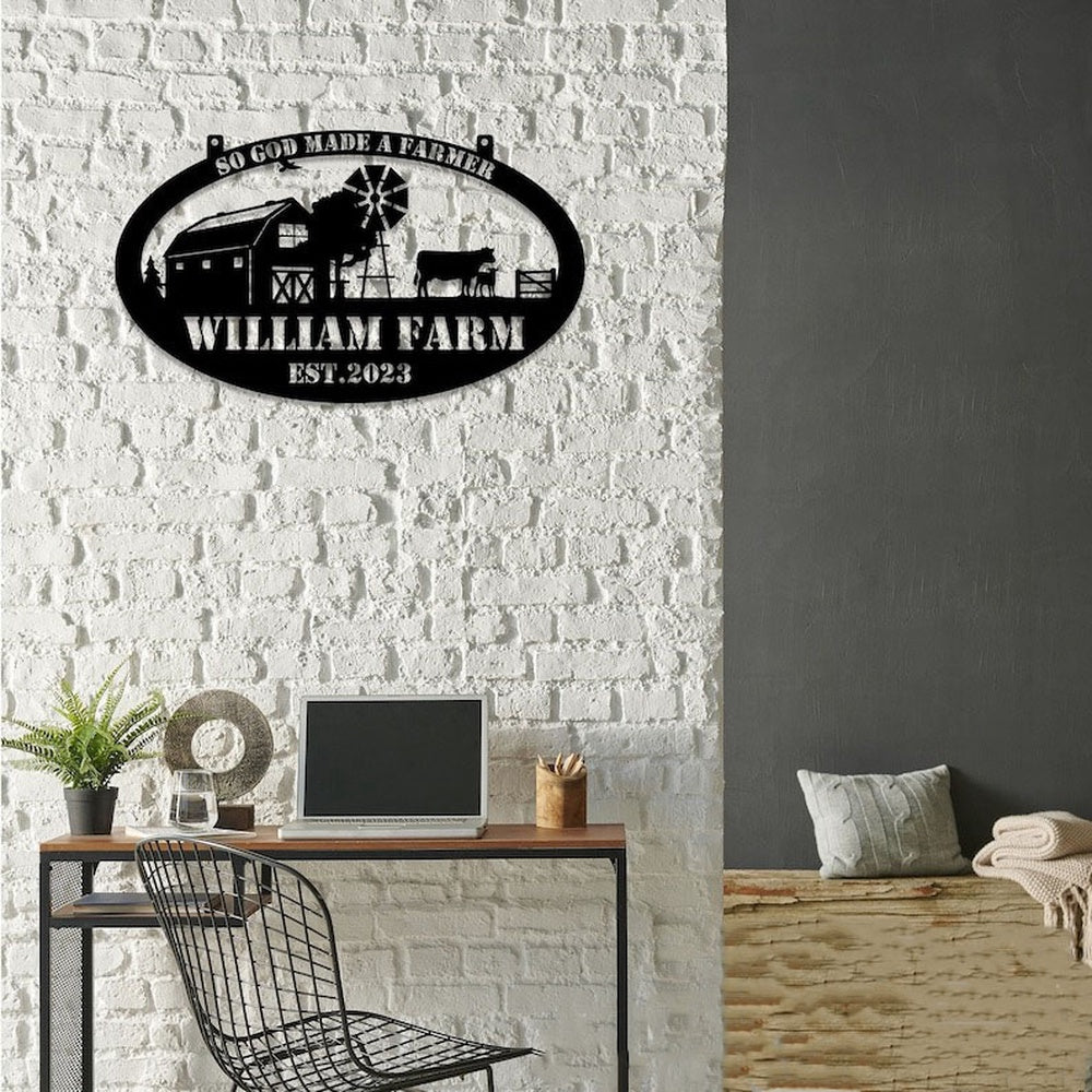 Farm Metal Sign, So God Made a Farmer Barn Windmill Cow Custom Metal Signs