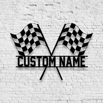 Farm Metal Sign, Start Finish Racing Flag Race Checkered Flag Custom Metal Signs