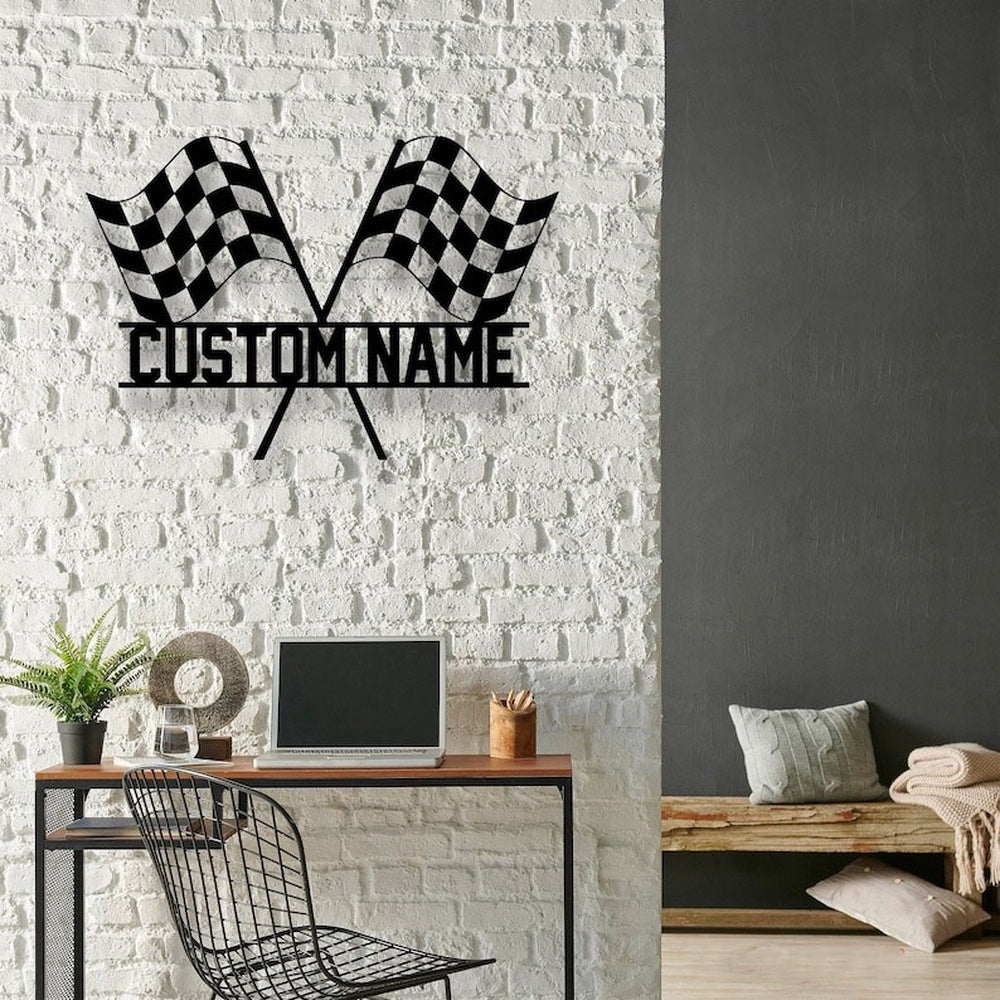Farm Metal Sign, Start Finish Racing Flag Race Checkered Flag Custom Metal Signs