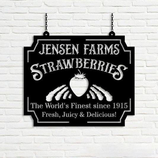 Farm Metal Sign, Strawberry Farm Strawberries Garden Custom Metal Signs