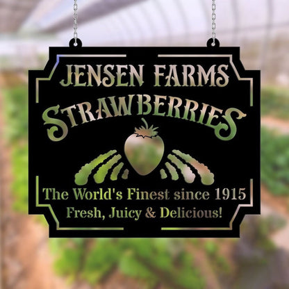 Farm Metal Sign, Strawberry Farm Strawberries Garden Custom Metal Signs
