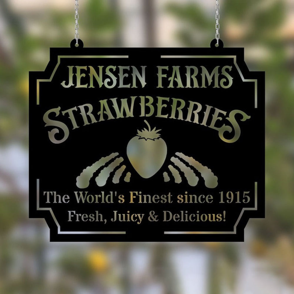 Farm Metal Sign, Strawberry Farm Strawberries Garden Custom Metal Signs