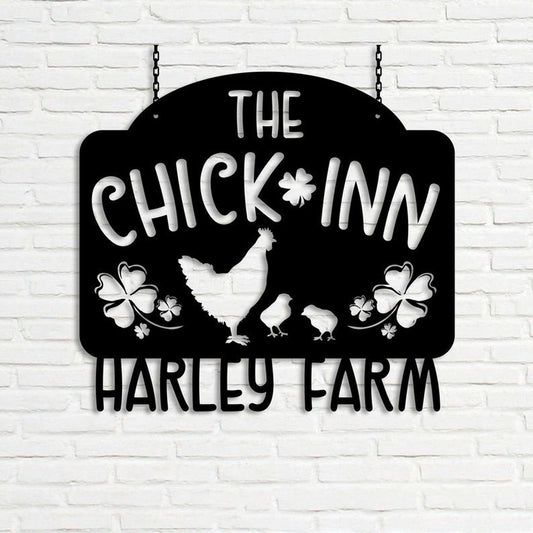 Farm Metal Sign, The Chick Inn Farm Welcome Farm Animals Custom Metal Signs