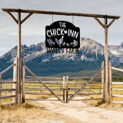 Farm Metal Sign, The Chick Inn Farm Welcome Farm Animals Custom Metal Signs