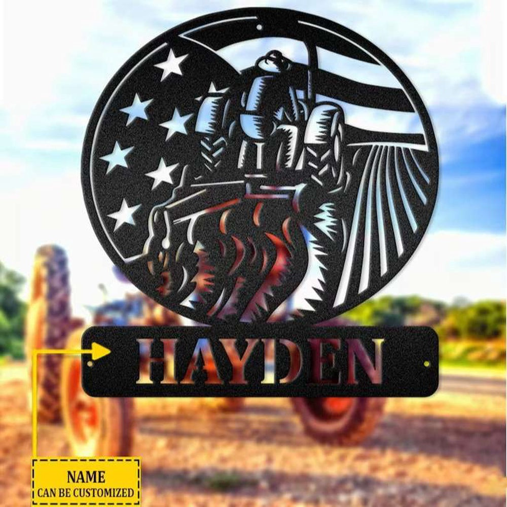 Farm Metal Sign, Tractor Sign Farmhouse Tractor Personalized Metal Sign